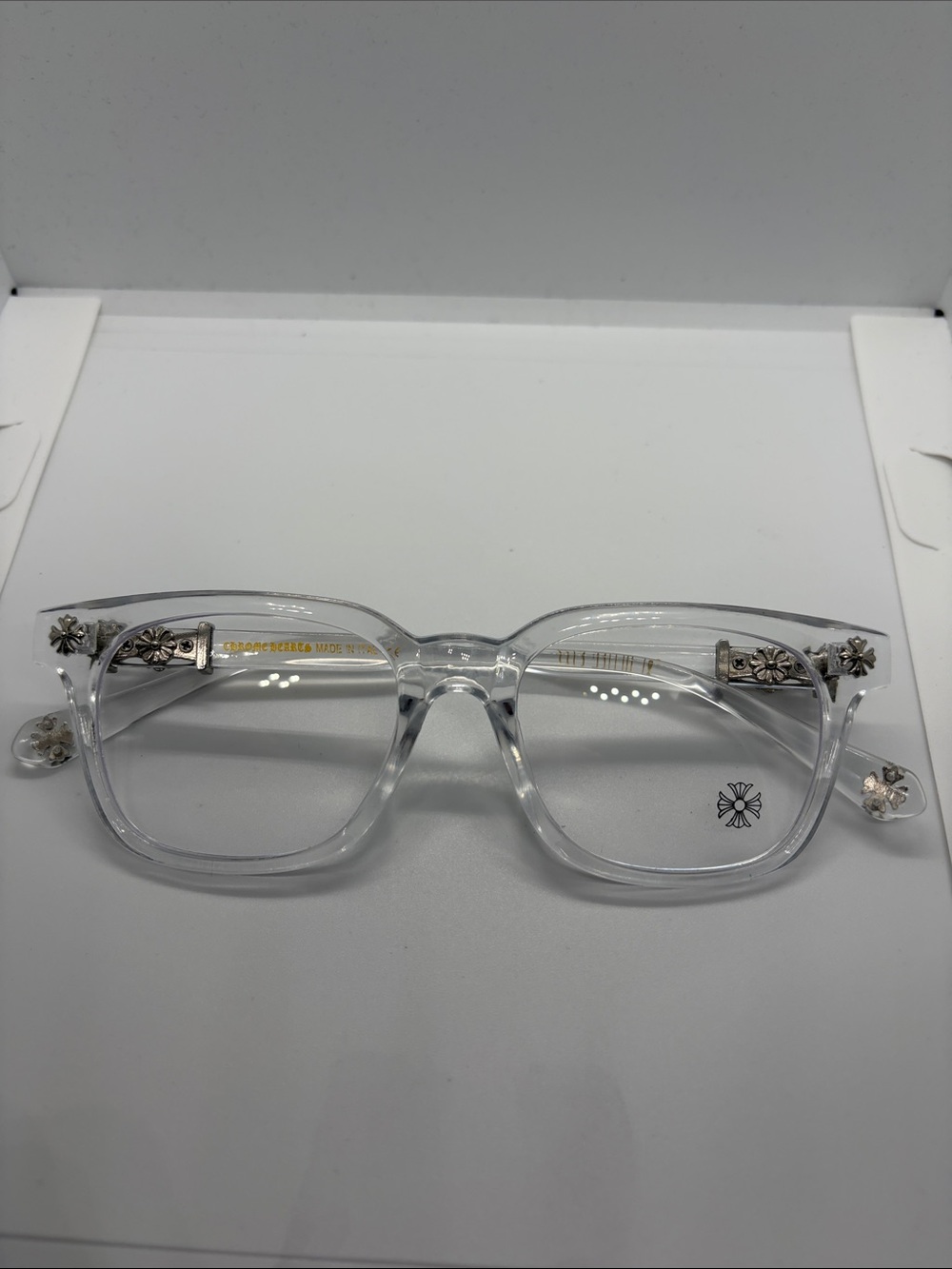 Brand New Clear Chrome heart glasses